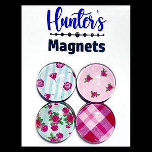 Set of 4 Magnets - Shabby Chic 2 Glass Refrigerator Kitchen Whiteboard